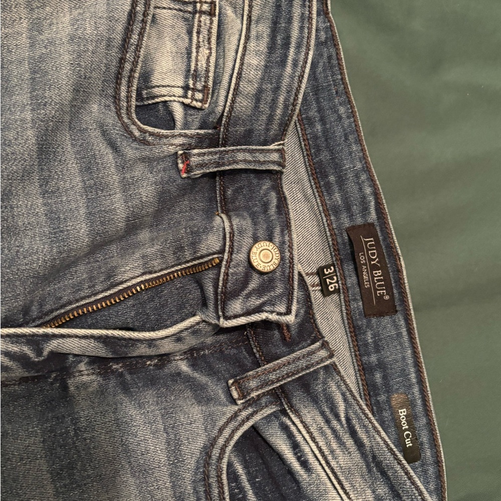 Judy Blue Boot Cut Distressed Blue Jeans - Picture 3 of 7